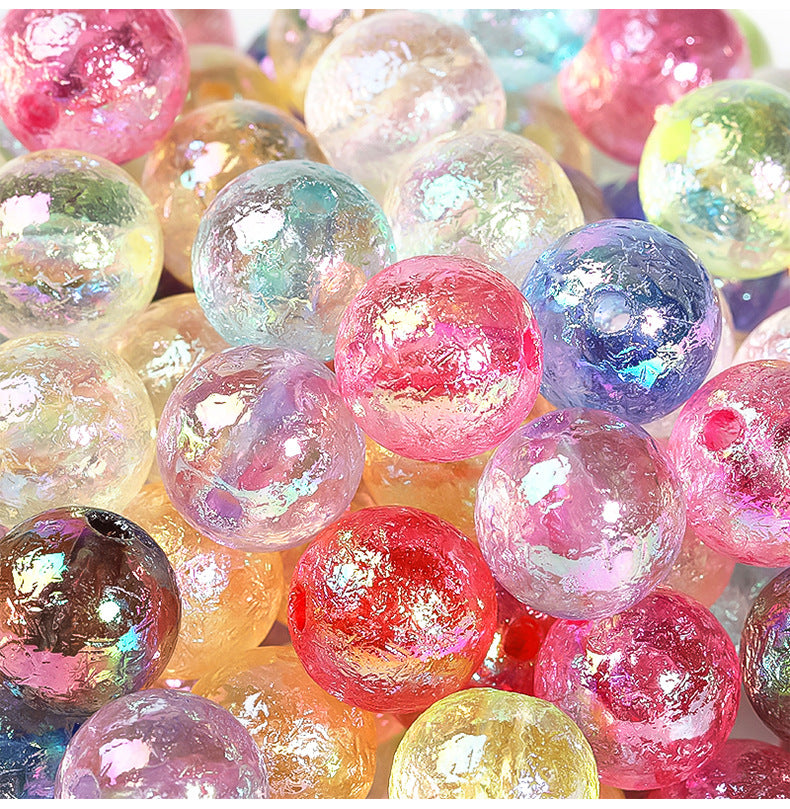 16mm Plating Color Glacier Colorful Acrylic Beads Acrylic through Hole round Beads Mobile Phone Charm diy String Beads Materials Scattered Beads Wholesale