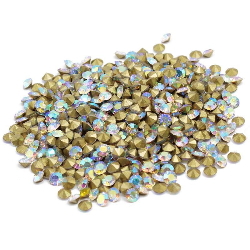 Factory Supply Imitation Austrian V-Bottomed Rhinestone Color round Glass Drill Phone Case Stick-on Crystals diy Jewelry Accessories Wholesale