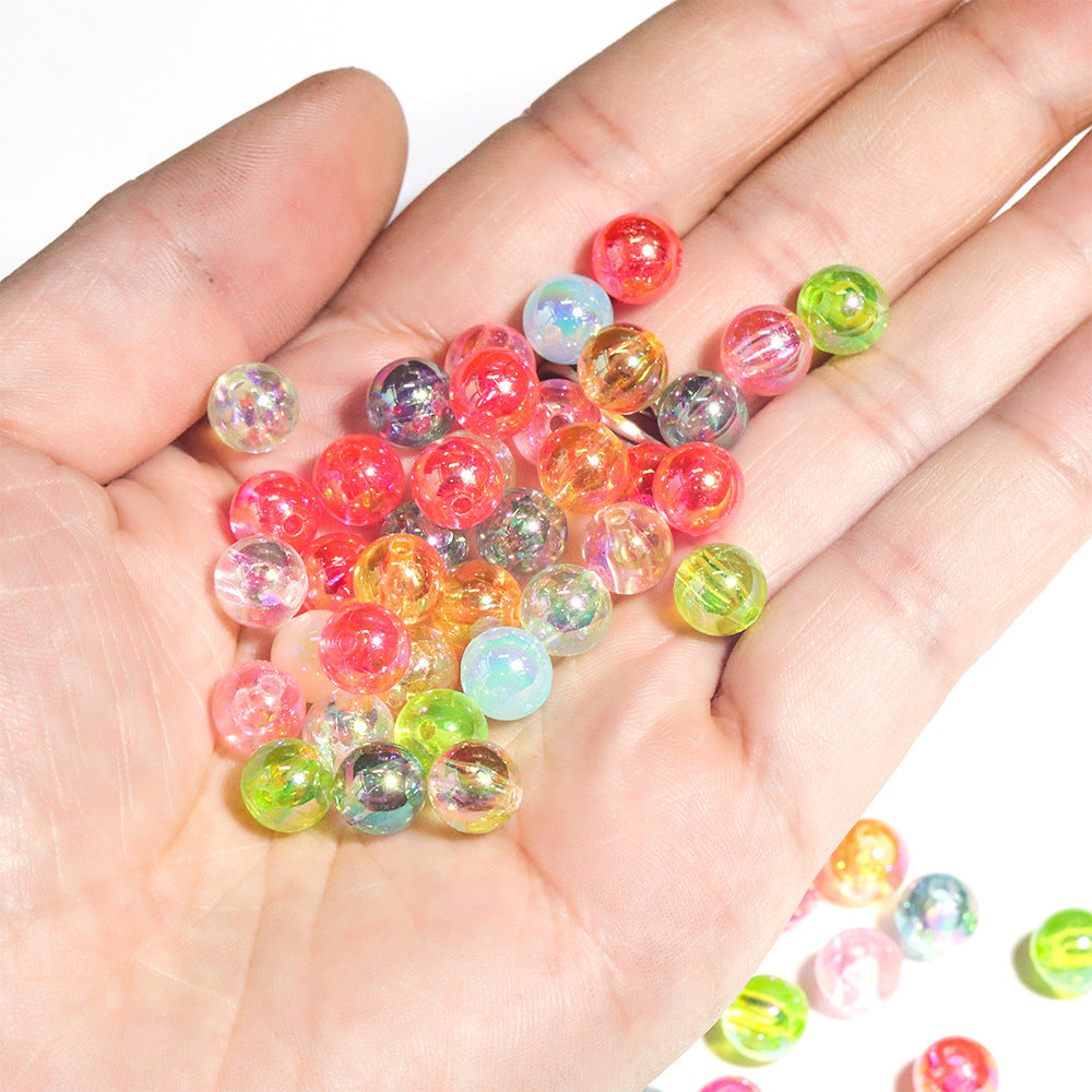 7.5mm Acrylic Color round Beads Plating AB Loose Beads Handmade diy Ornament Compiled Materials Accessories Wholesale
