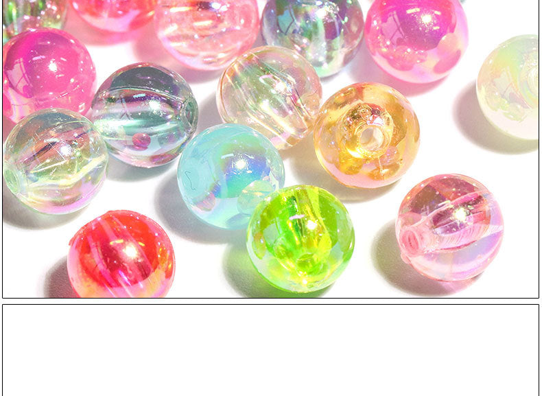7.5mm Acrylic Color round Beads Plating AB Loose Beads Handmade diy Ornament Compiled Materials Accessories Wholesale