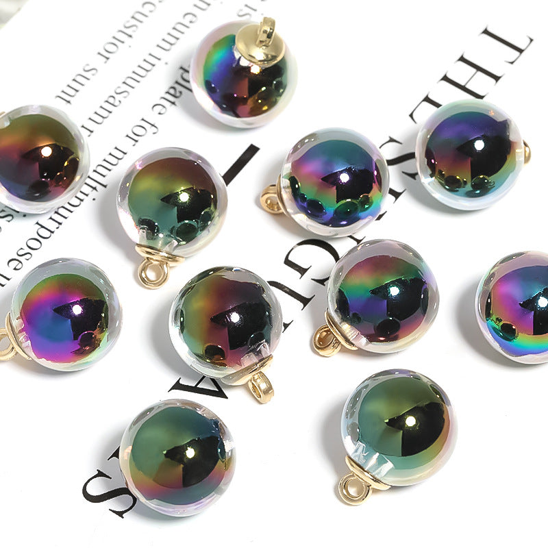 Colorful Acrylic Beads round Pendant16mm Plating Color Acrylic Dangling Beads Bracelet Accessories Pendant diy Hairband Jewelry Accessories