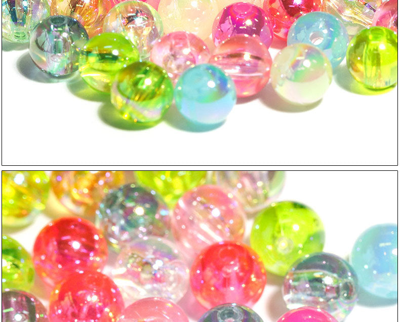 7.5mm Acrylic Color round Beads Plating AB Loose Beads Handmade diy Ornament Compiled Materials Accessories Wholesale