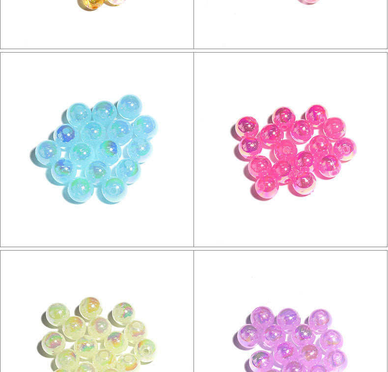 7.5mm Acrylic Color round Beads Plating AB Loose Beads Handmade diy Ornament Compiled Materials Accessories Wholesale
