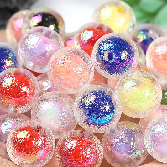 16mm Plating Color Glacier Colorful Acrylic Beads Acrylic through Hole round Beads Mobile Phone Charm diy String Beads Materials Scattered Beads Wholesale