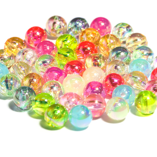 7.5mm Acrylic Color round Beads Plating AB Loose Beads Handmade diy Ornament Compiled Materials Accessories Wholesale