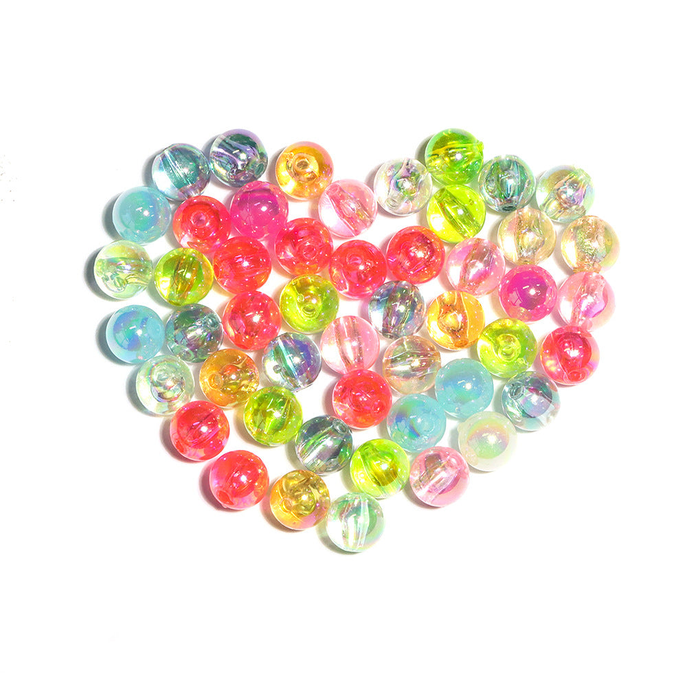 7.5mm Acrylic Color round Beads Plating AB Loose Beads Handmade diy Ornament Compiled Materials Accessories Wholesale