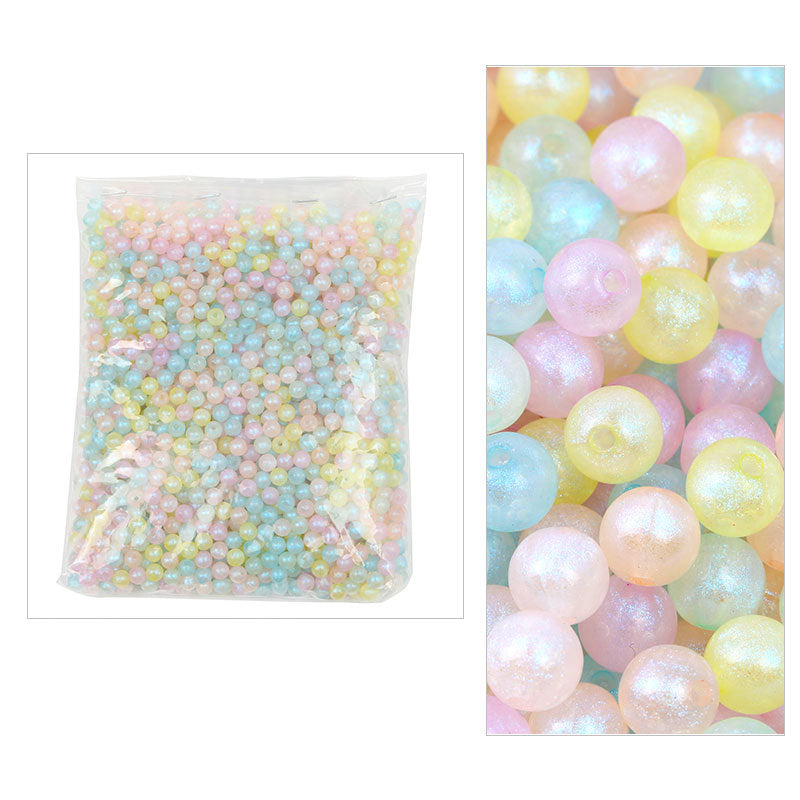 New Mermaid Aurora Horn Pearl Acrylic Thin and Glittering through Hole round Beads diy Beaded Bracelet Accessories Wholesale