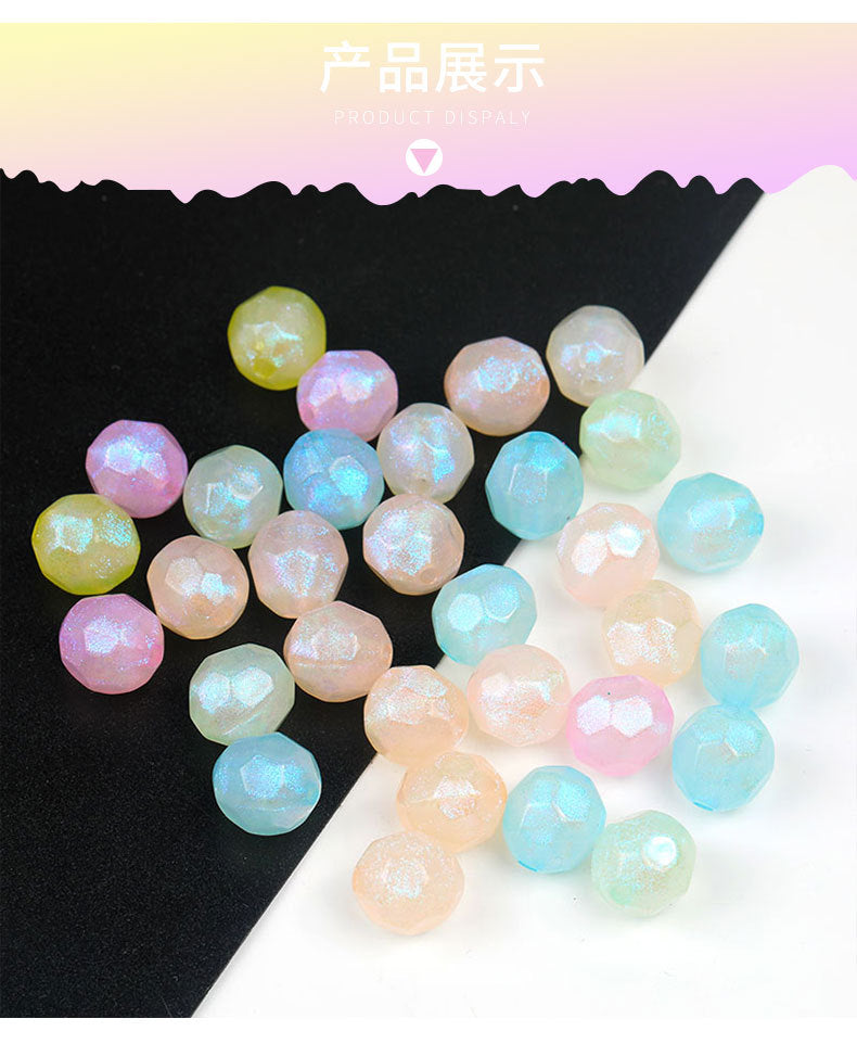 New Mermaid Aurora Horn Pearl Acrylic Thin and Glittering through Hole round Beads diy Beaded Bracelet Accessories Wholesale