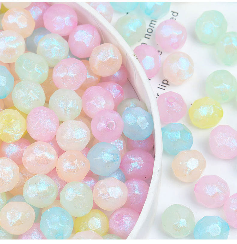 New Mermaid Aurora Horn Pearl Acrylic Thin and Glittering through Hole round Beads diy Beaded Bracelet Accessories Wholesale