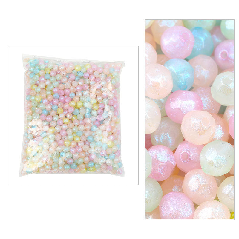 New Mermaid Aurora Horn Pearl Acrylic Thin and Glittering through Hole round Beads diy Beaded Bracelet Accessories Wholesale