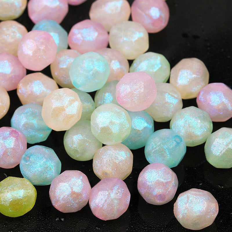 New Mermaid Aurora Horn Pearl Acrylic Thin and Glittering through Hole round Beads diy Beaded Bracelet Accessories Wholesale