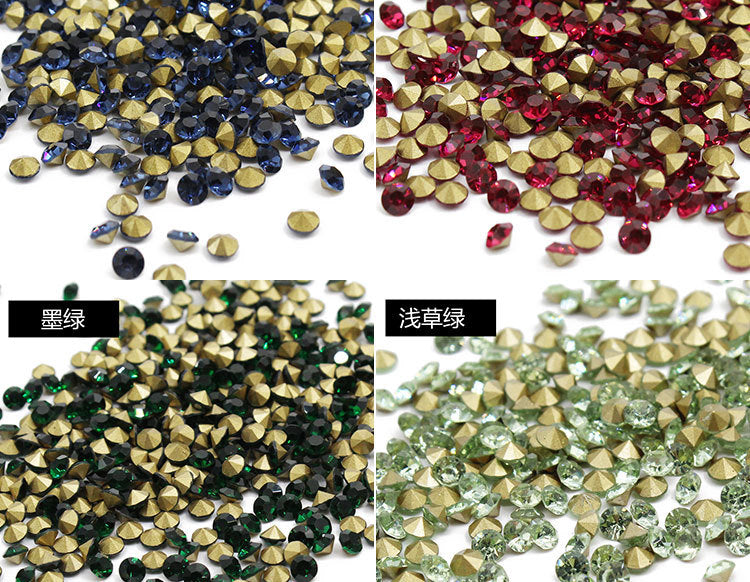 Factory Supply Imitation Austrian V-Bottomed Rhinestone Color round Glass Drill Phone Case Stick-on Crystals diy Jewelry Accessories Wholesale