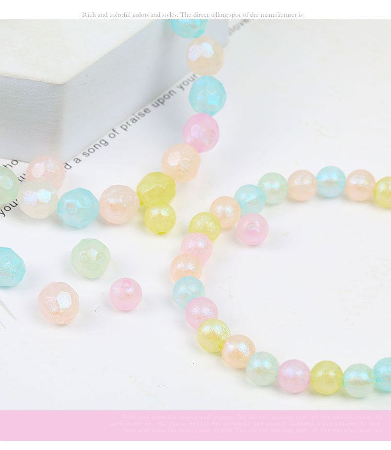 New Mermaid Aurora Horn Pearl Acrylic Thin and Glittering through Hole round Beads diy Beaded Bracelet Accessories Wholesale