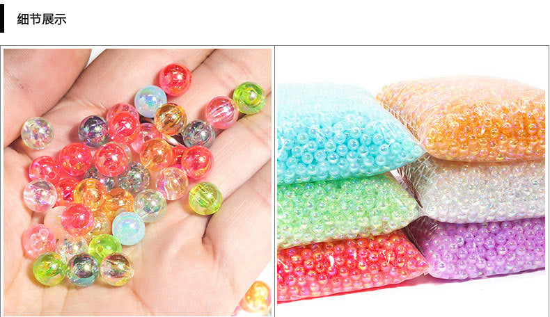7.5mm Acrylic Color round Beads Plating AB Loose Beads Handmade diy Ornament Compiled Materials Accessories Wholesale