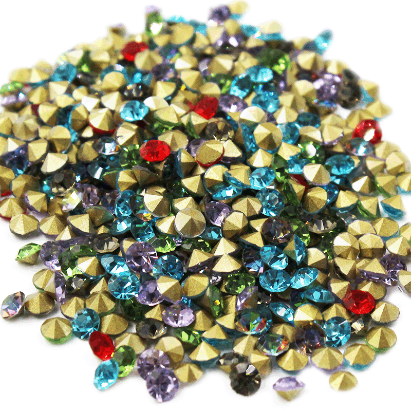 Factory Supply Imitation Austrian V-Bottomed Rhinestone Color round Glass Drill Phone Case Stick-on Crystals diy Jewelry Accessories Wholesale