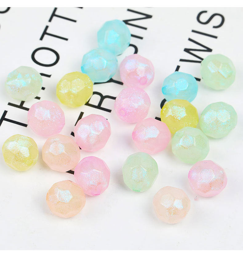 New Mermaid Aurora Horn Pearl Acrylic Thin and Glittering through Hole round Beads diy Beaded Bracelet Accessories Wholesale