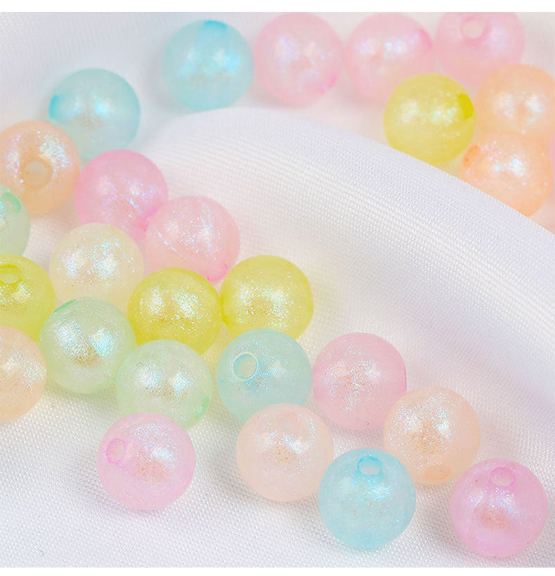 New Mermaid Aurora Horn Pearl Acrylic Thin and Glittering through Hole round Beads diy Beaded Bracelet Accessories Wholesale