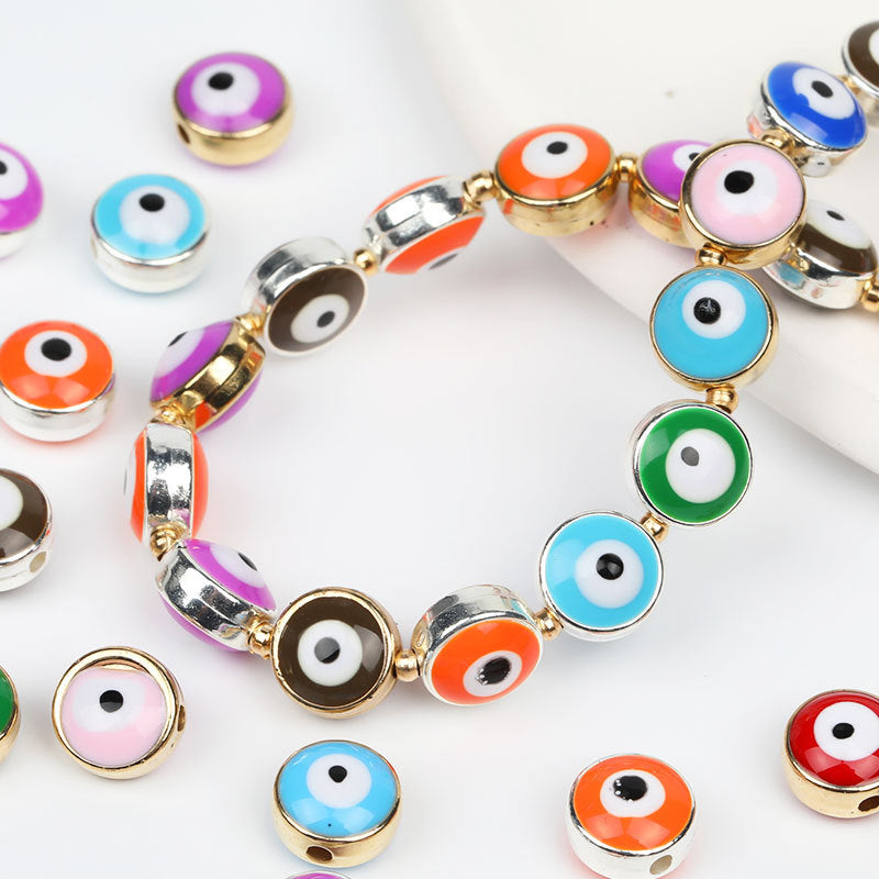 8mm Phnom Penh Resin Eye Beads Demon Eye Straight Hole Fish Eye Beads Children's Bracelet Beads diy Ornament Accessories