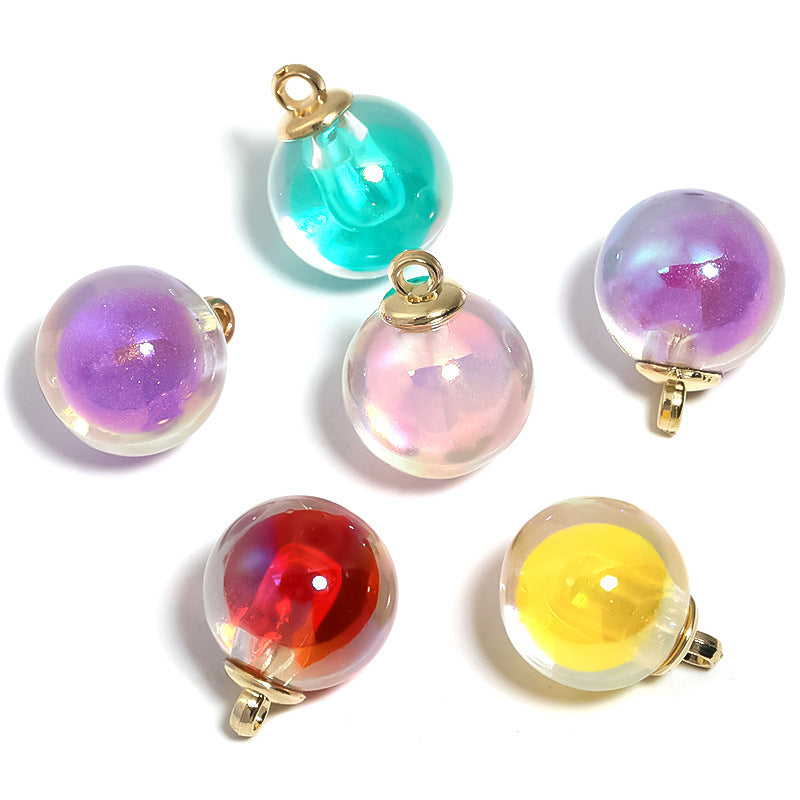 Colorful Acrylic Beads round Pendant16mm Plating Color Acrylic Dangling Beads Bracelet Accessories Pendant diy Hairband Jewelry Accessories