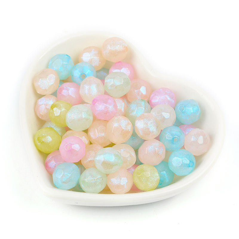 New Mermaid Aurora Horn Pearl Acrylic Thin and Glittering through Hole round Beads diy Beaded Bracelet Accessories Wholesale