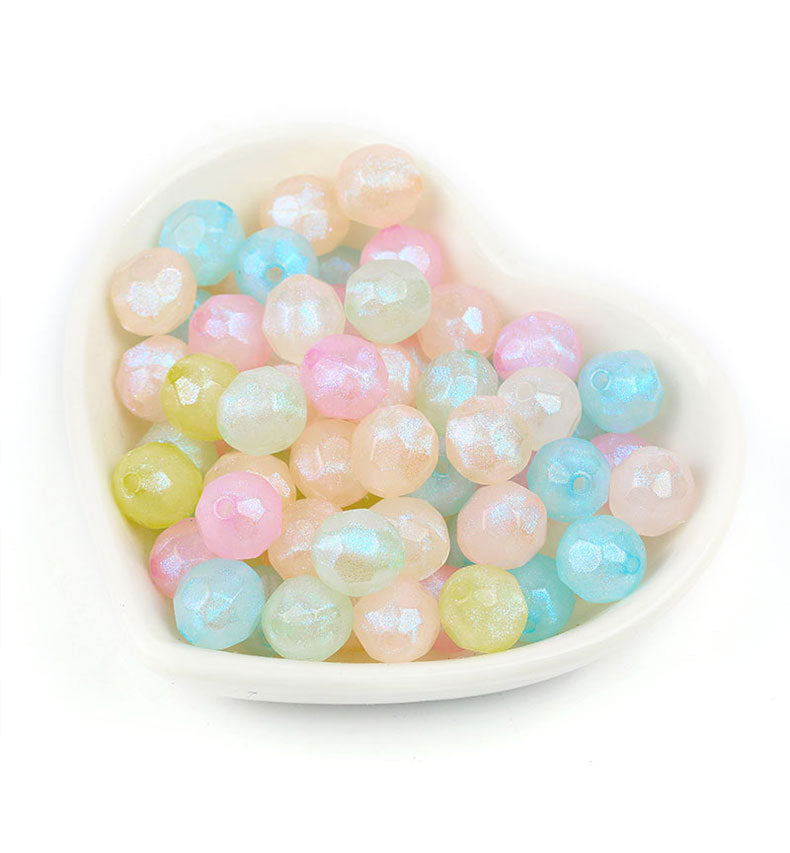 New Mermaid Aurora Horn Pearl Acrylic Thin and Glittering through Hole round Beads diy Beaded Bracelet Accessories Wholesale